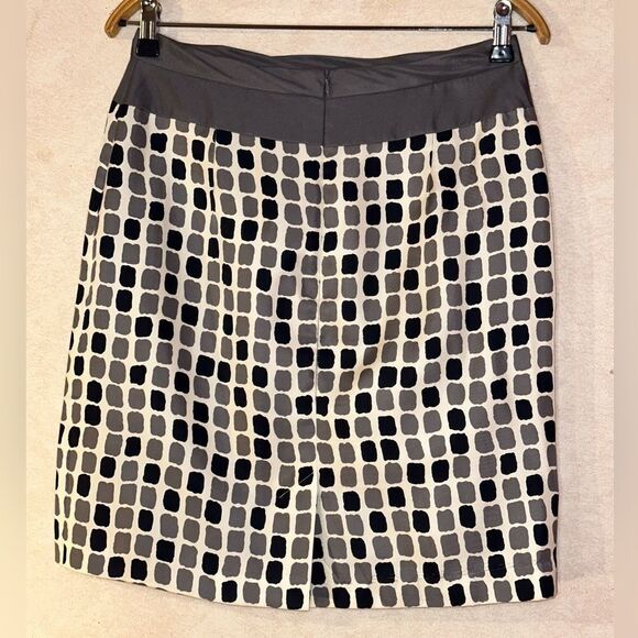 Anthropologie Baraschi Skirt Womes 4 Gray Silk Abstract Block Office Boho Career - Picture 7 of 7